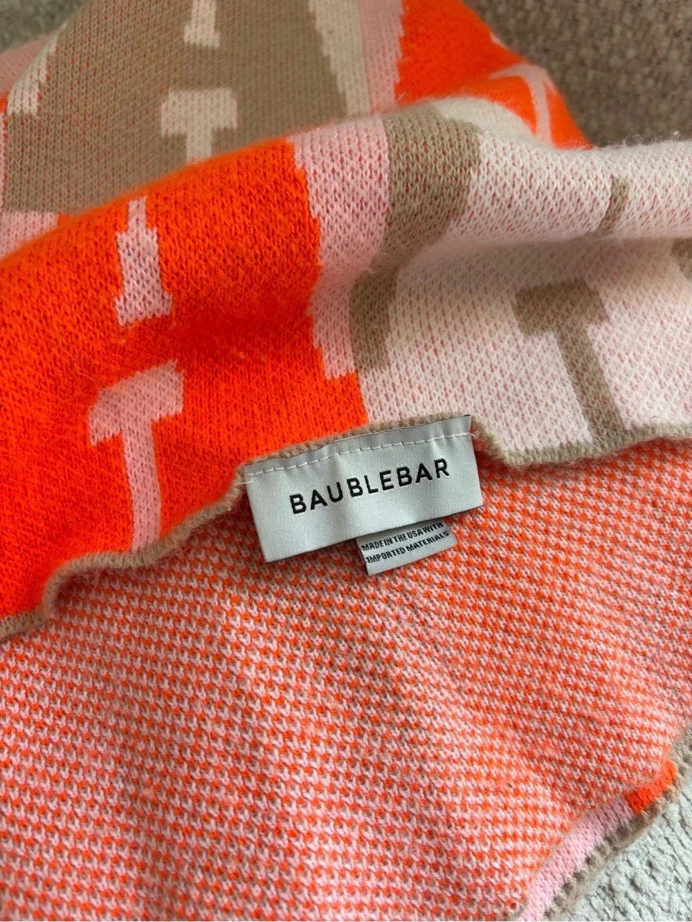 BaubleBar Orange, White & Tan Graphic 'A' Knit Throw